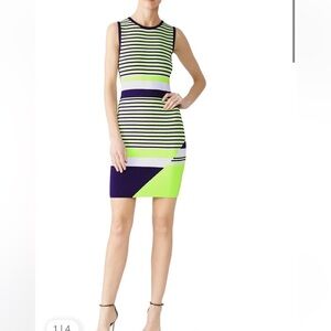 John + Jenn Lime Green Striped Knit Lucy Dress